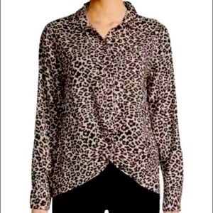 C&C California Leopard Print Twist Front Button